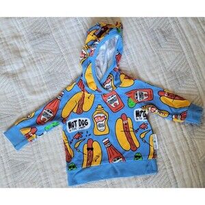 Purl Lamb Hoodie Hot Dog & Ketchup Print, Baby 6–12M, 100%‎ Cotton